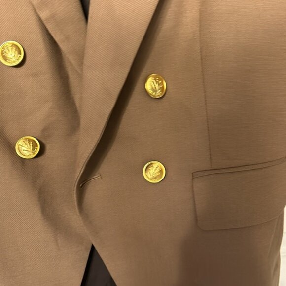Rag & Bone Preston Virgin Wool Blazer Jacket Double Breasted Gold Buttons Tan 10 - Picture 11 of 12